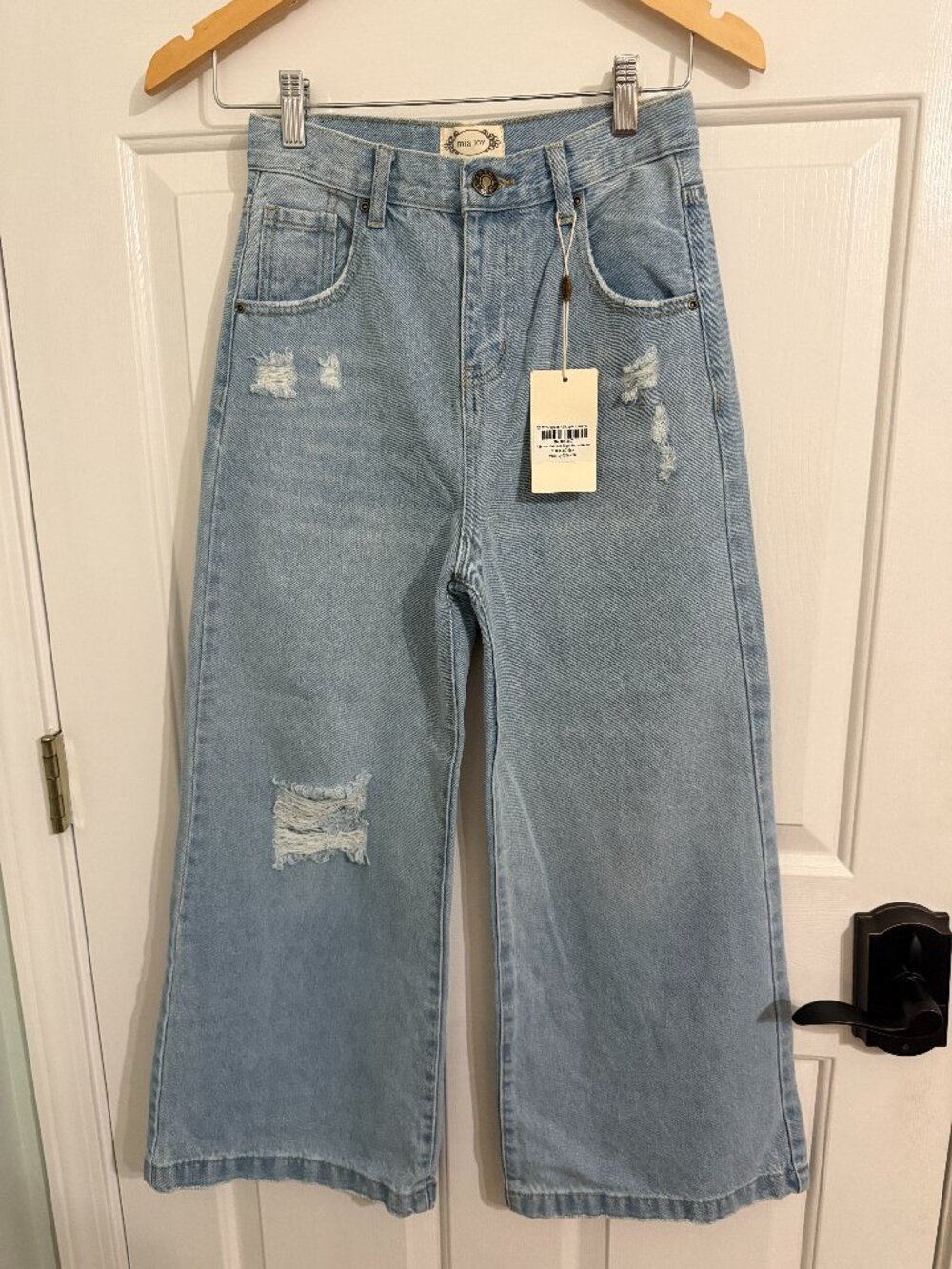 Mia Joy Joyfolie Addyson Wide Leg Distressed Jeans Girls 10